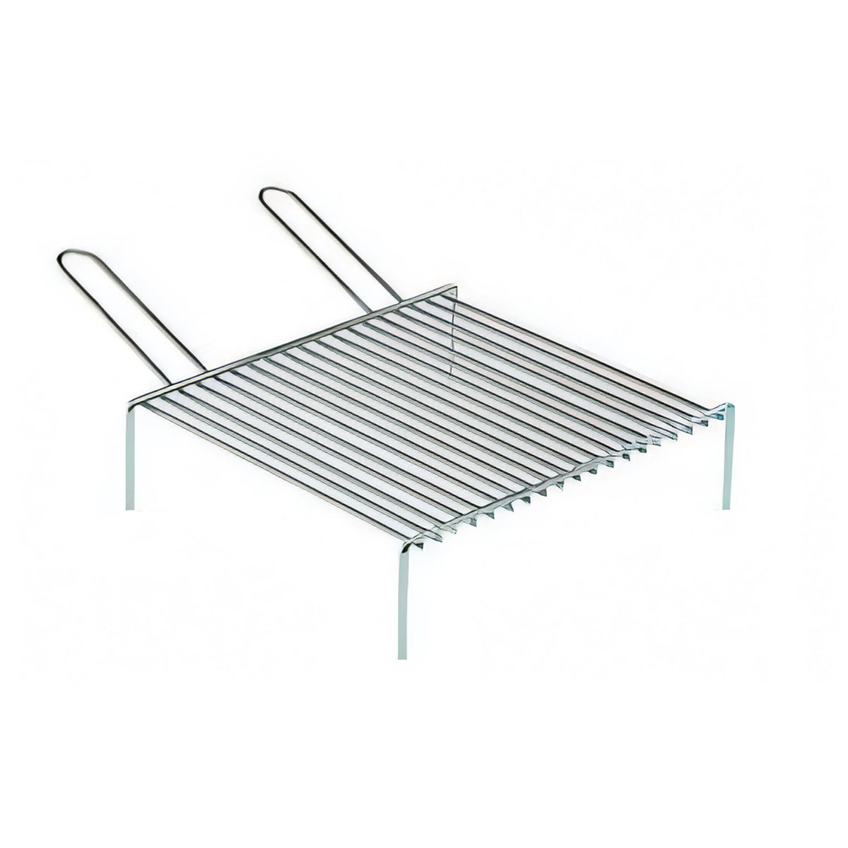 Graticola singola per barbecue a barre in acciaio cromato, 40x35 cm, 2 manici