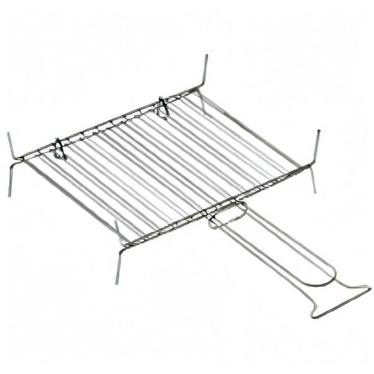 Graticola doppia per barbecue in acciaio cromato, 45x40 cm, con piedi rialzati