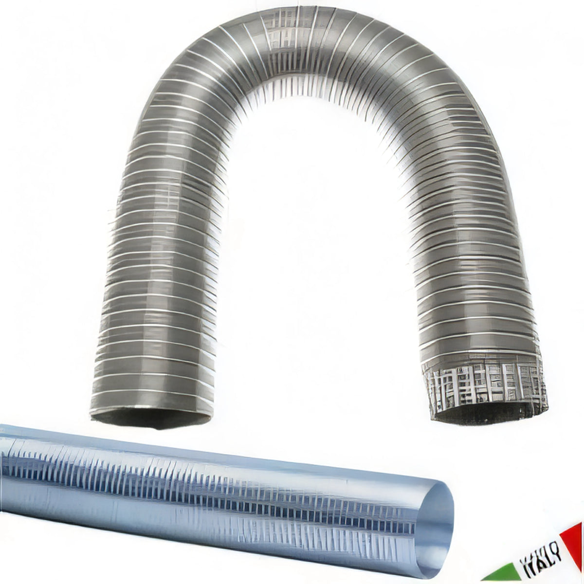 Tubo flessibile in alluminio naturale, Ø 12 cm, per canne fumarie