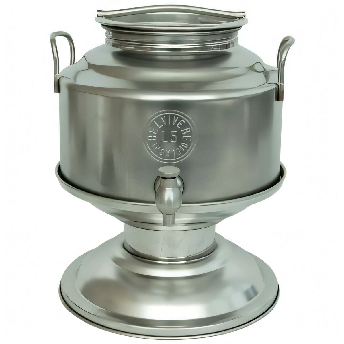 Mini fustino graffato Belvivere in acciaio inox 18/10 da 5 litri, con base e rubinetto