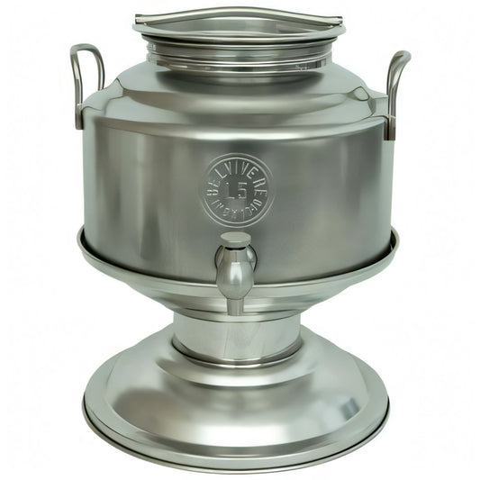 Mini fustino graffato Belvivere in acciaio inox 18/10 da 5 litri, con base e rubinetto