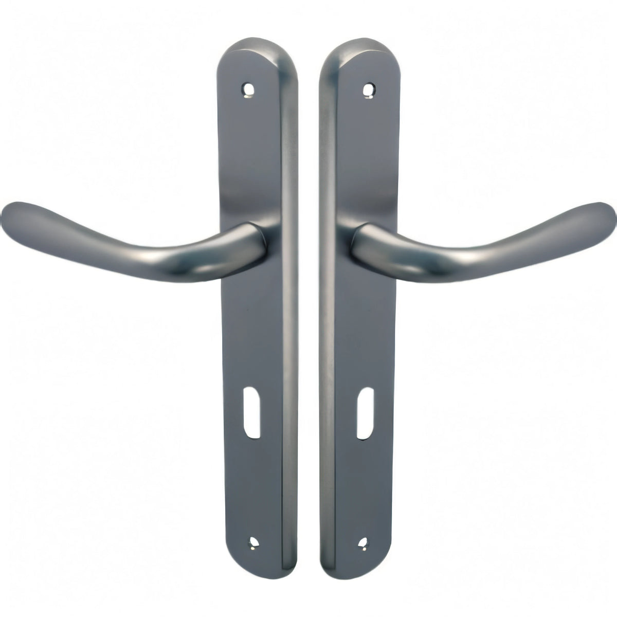 Maniglia a goccia cromo satinato con placca e foro Patent, interasse 70 mm