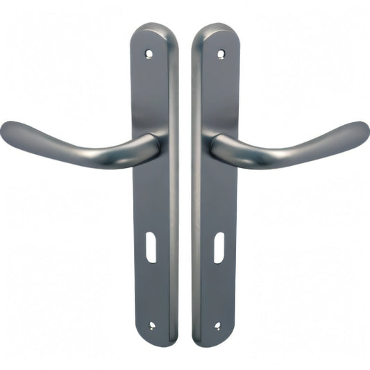 Maniglia a goccia cromo satinato con placca e foro Patent, interasse 70 mm