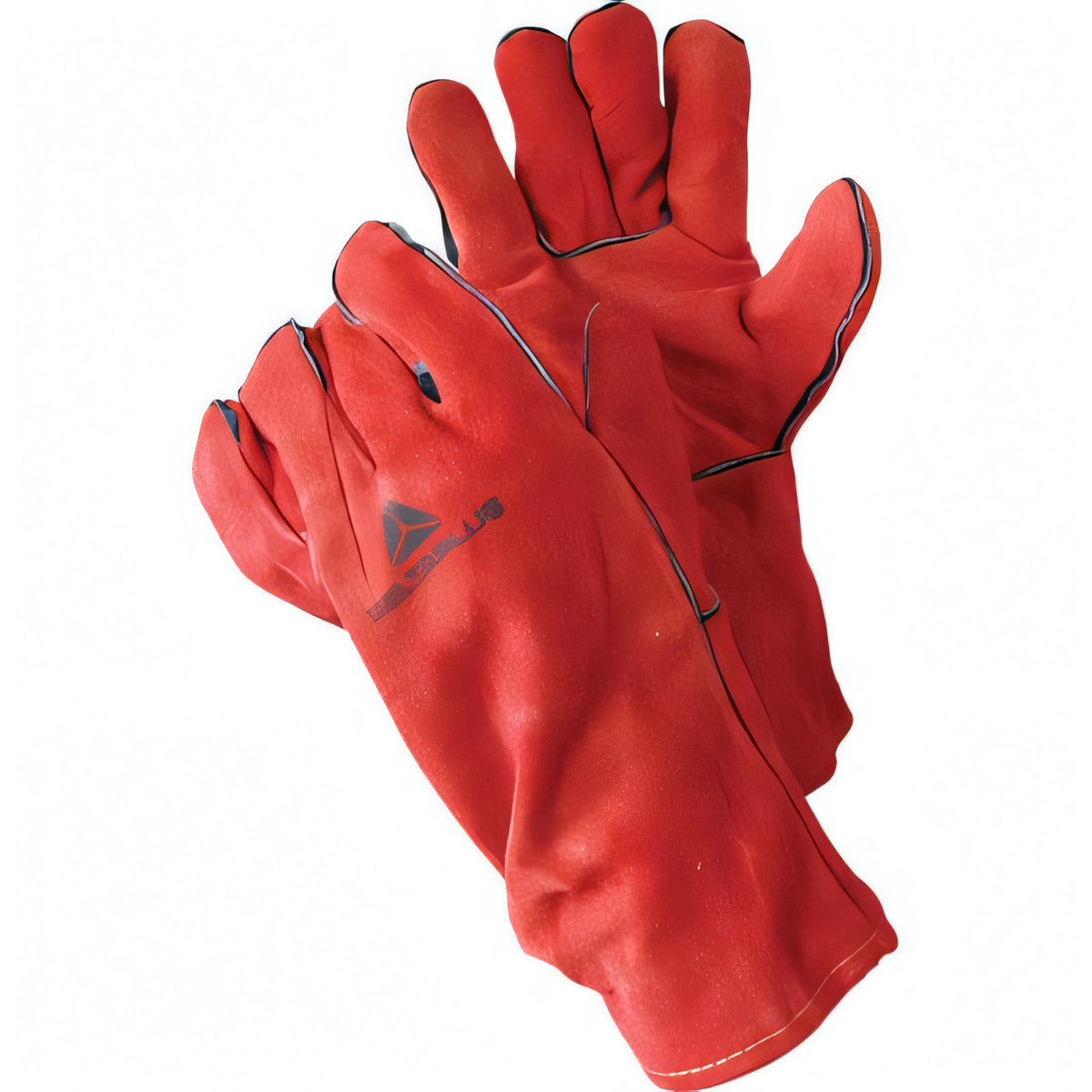 Guanto da saldatore in crosta di bovino rosso, manichetta lunga 35 cm, taglia 10