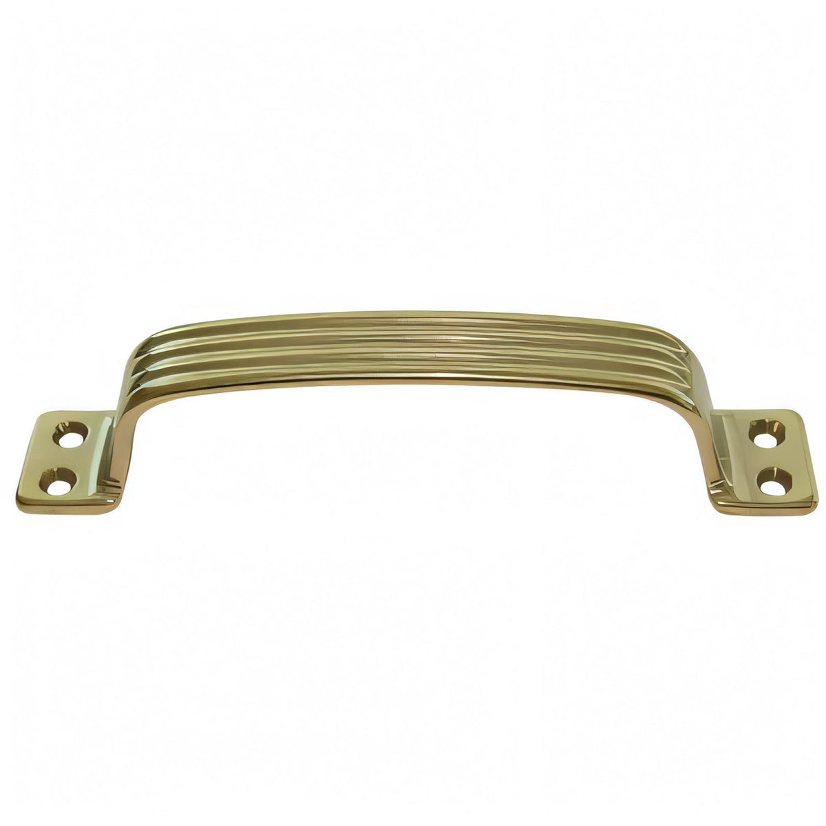 Maniglietta rigata in ottone lucido per mobili, interasse 140 mm