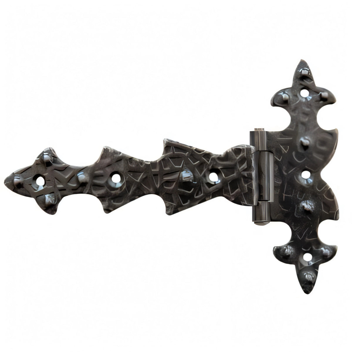 Cerniera a bandella con collo, ferro battuto nero sfumato, 95x135 mm