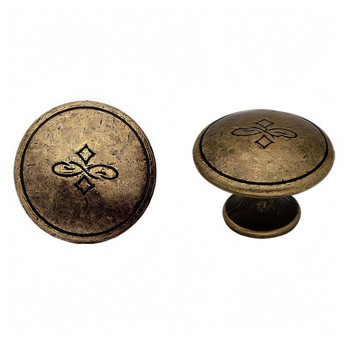 Pomolo Metal Style Florence MG624 in zama, finitura ottone anticato, 25x20 mm