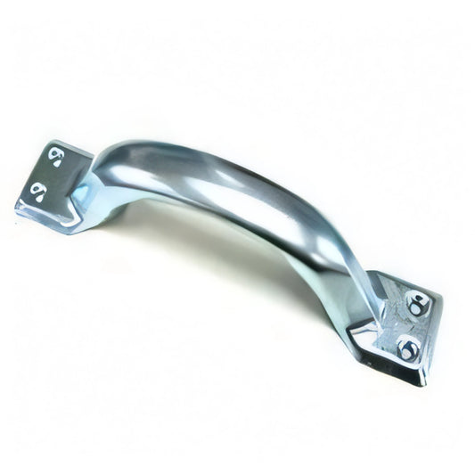 Maniglietta imbutita in acciaio nichelato per mobili, interasse 140 mm