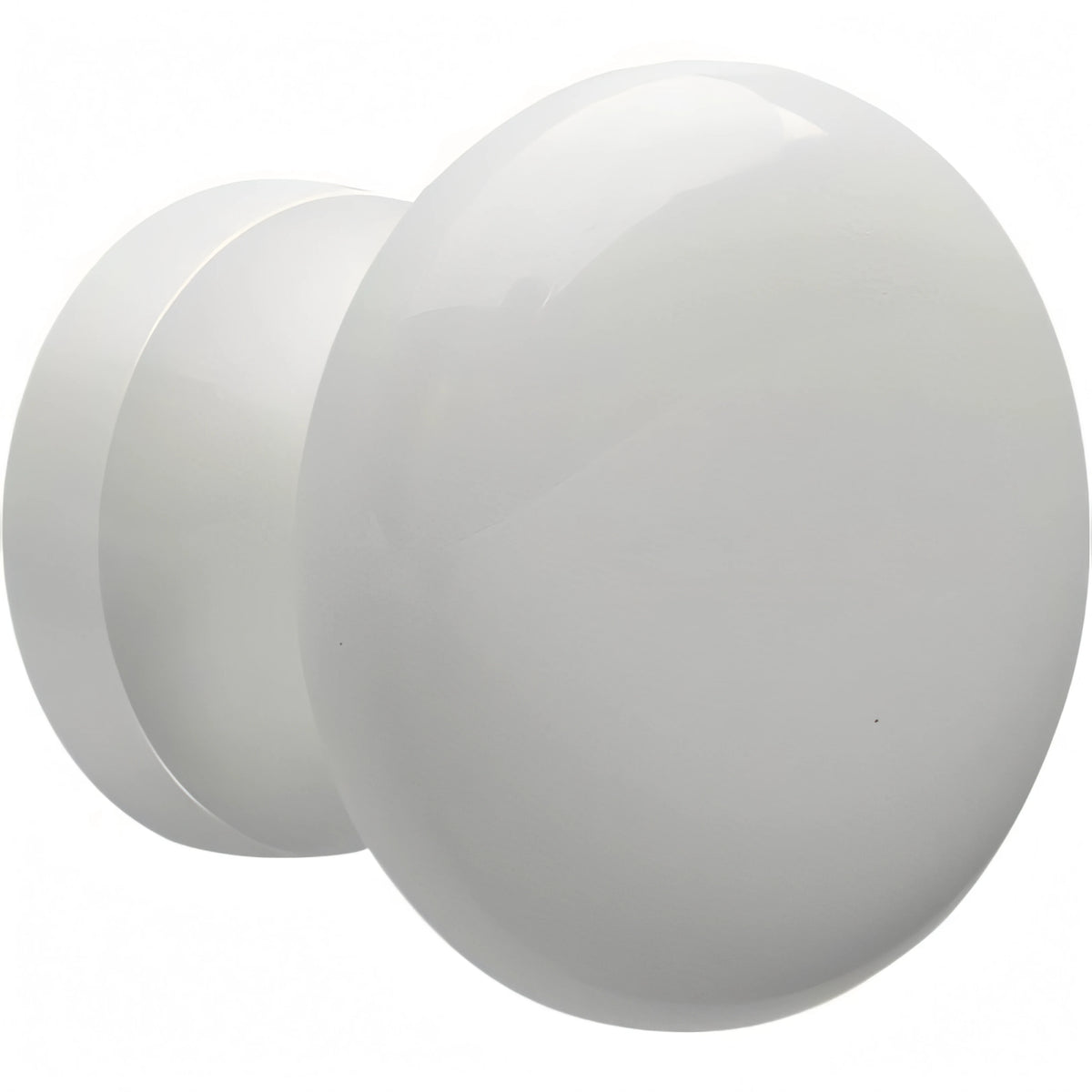 Pomolo in legno bianco laccato liscio, con bussola in ottone