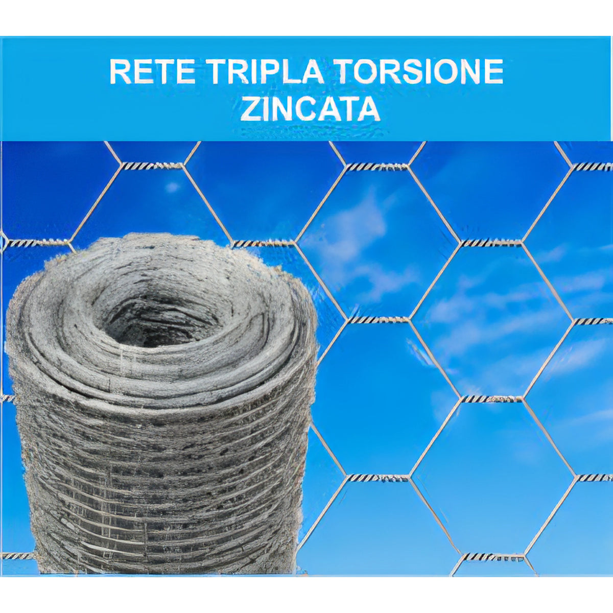 Rete a tripla torsione zincata Stars, maglia 25/3, rotolo H 100 cm x 50 m