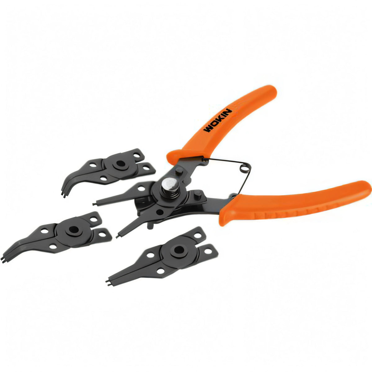 Pinza Wokin per anelli elastici interni ed esterni con 4 teste intercambiabili, 155 mm