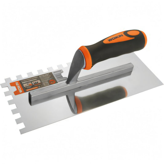 Frattazzo dentato in acciaio Wokin 355102, 12x28 cm