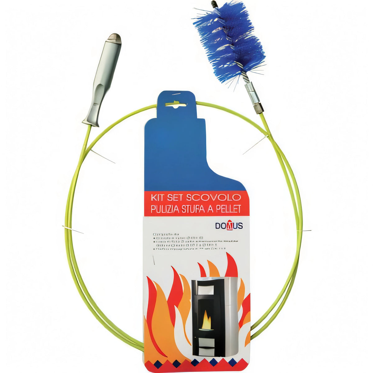 Kit spazzacamino Domus per stufa a pellet, scovolo in nylon Ø 80 mm con asta da 2 metri