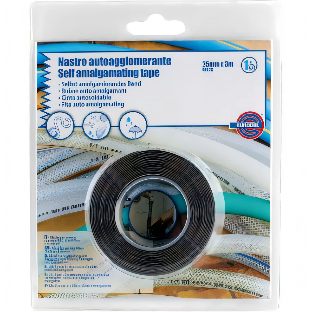 Nastro autoagglomerante Eurocel nero 25 mm per cablaggi e giunzioni