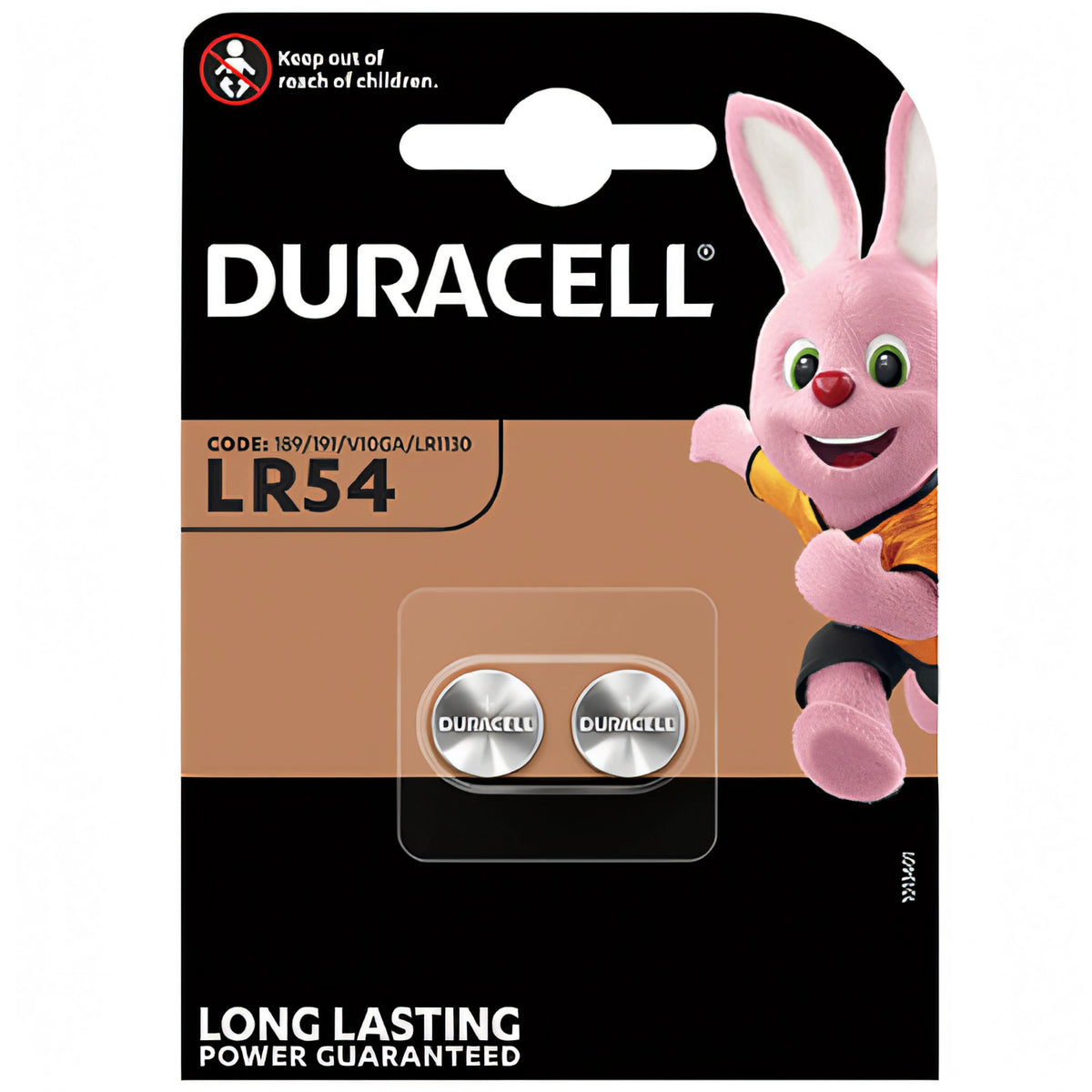 Confezione da 2 pile a bottone Duracell LR54 alcaline 1,5V