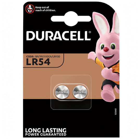 Confezione da 2 pile a bottone Duracell LR54 alcaline 1,5V