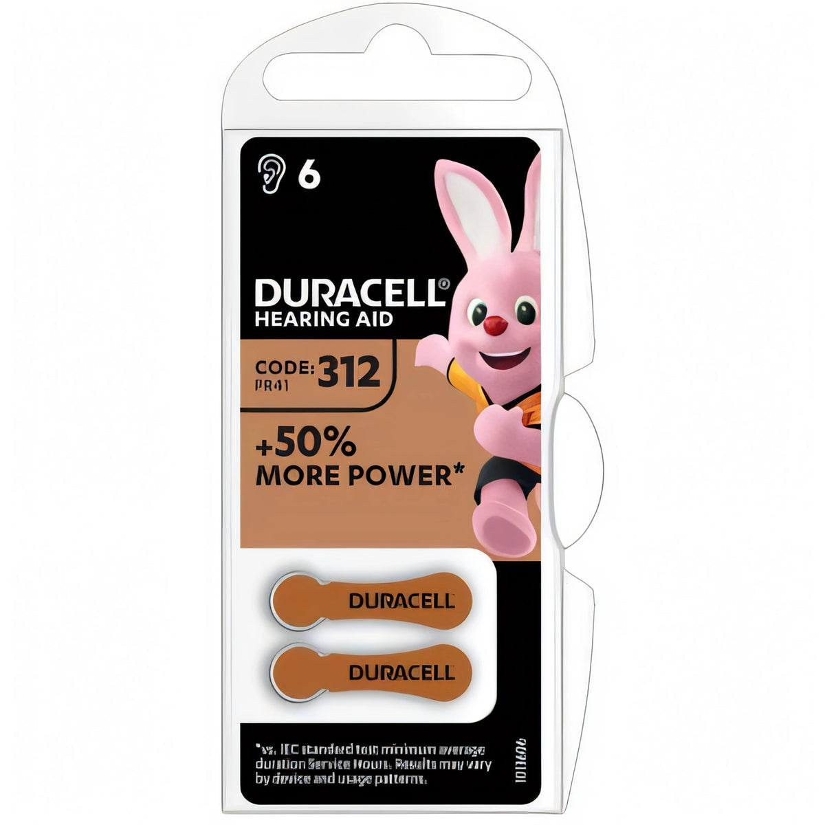 Confezione da 6 pile Duracell EasyTab 312 marrone per apparecchi acustici