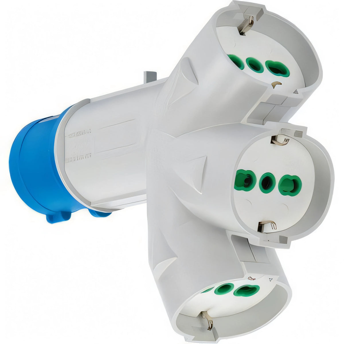 Adattatore industriale Triplex FME IP44 da spina blu a 3 prese bipasso/schuko