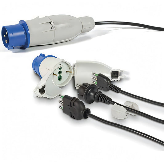 Convertispina da cantiere Optimus FME IP44 da spina blu a presa bipasso/schuko