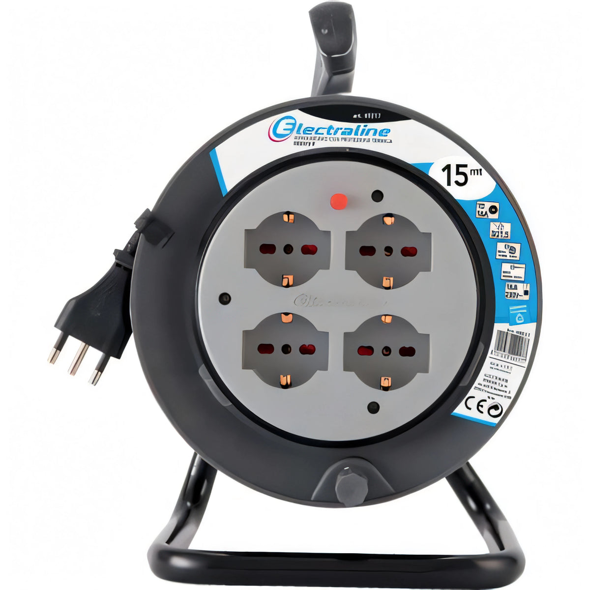 Avvolgicavo Electraline con 15 metri di cavo e 4 prese Schuko