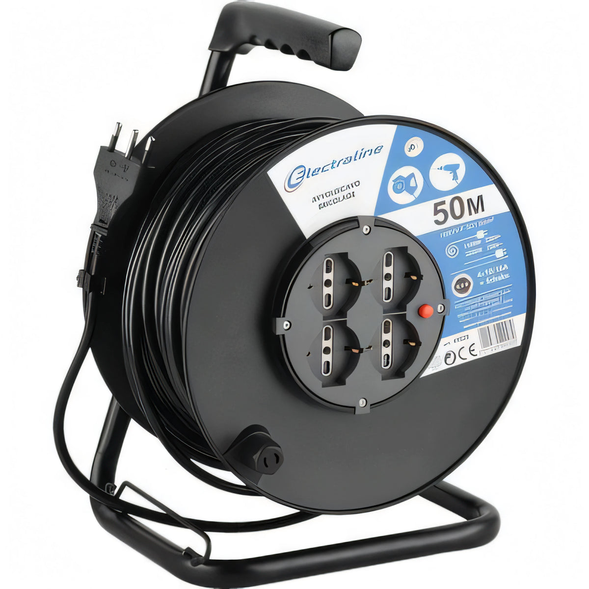 Avvolgicavo bricolage Electraline da 50 metri con supporto in metallo
