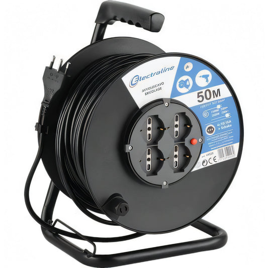 Avvolgicavo bricolage Electraline da 50 metri con supporto in metallo