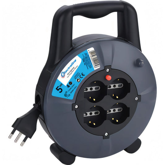 Avvolgicavo domestico Electraline da 5 metri con 2 prese schuko