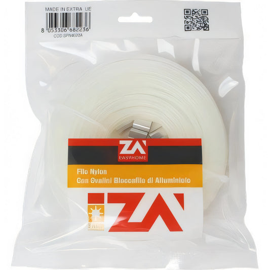 Filo Nyofil in nylon bianco ZA Easyhome per stendibiancheria, confezione 10 metri con morsetti