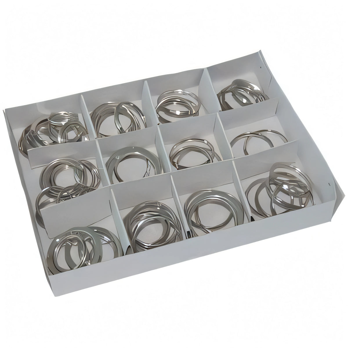 Kit di anelli portachiavi in acciaio nichelato, misure assortite
