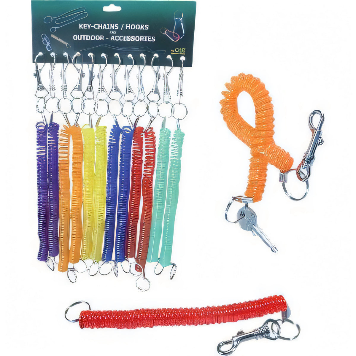 Portachiavi a molla Silca con anello e moschettone, colori assortiti