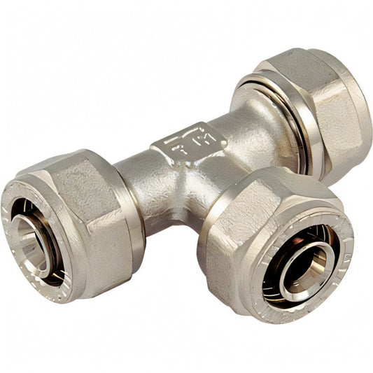 Raccordo a T Bampi in ottone nichelato per tubo multistrato, Ø 16 mm