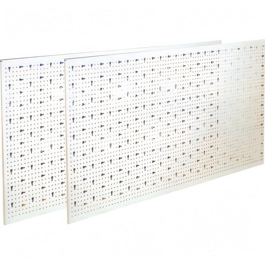 Pannello espositivo a fori asolati in acciaio verniciato avorio, 100x50 cm