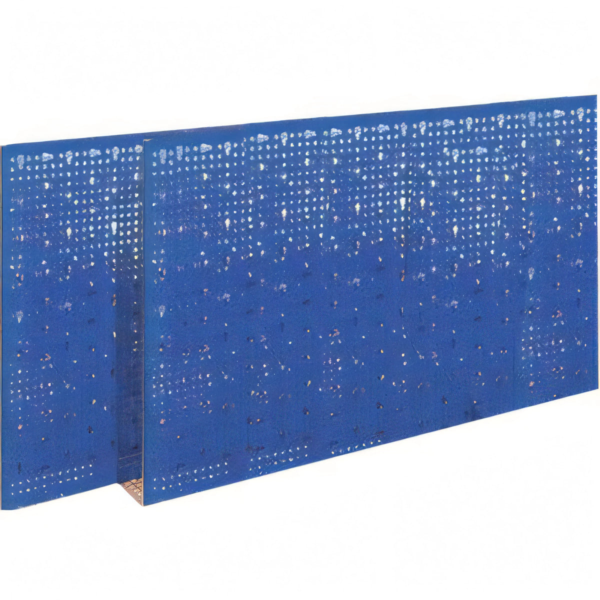 Pannello espositivo a fori asolati in acciaio verniciato blu, 100x50 cm