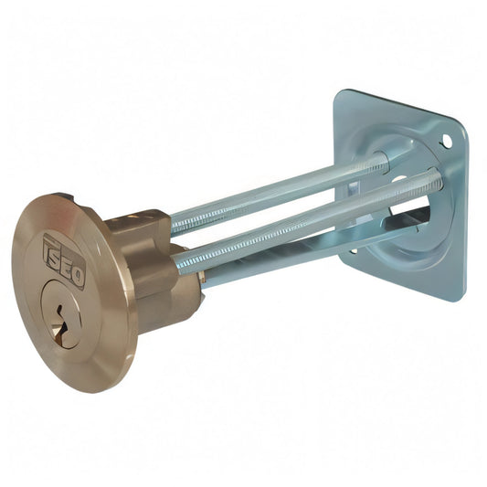 Cilindro esterno staccato Iseo F8500 in ottone con piastra e 3 chiavi