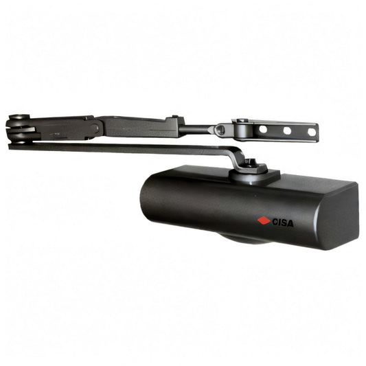 Chiudiporta a cremagliera Cisa C1416 Smart Plus 2 nero con fermo