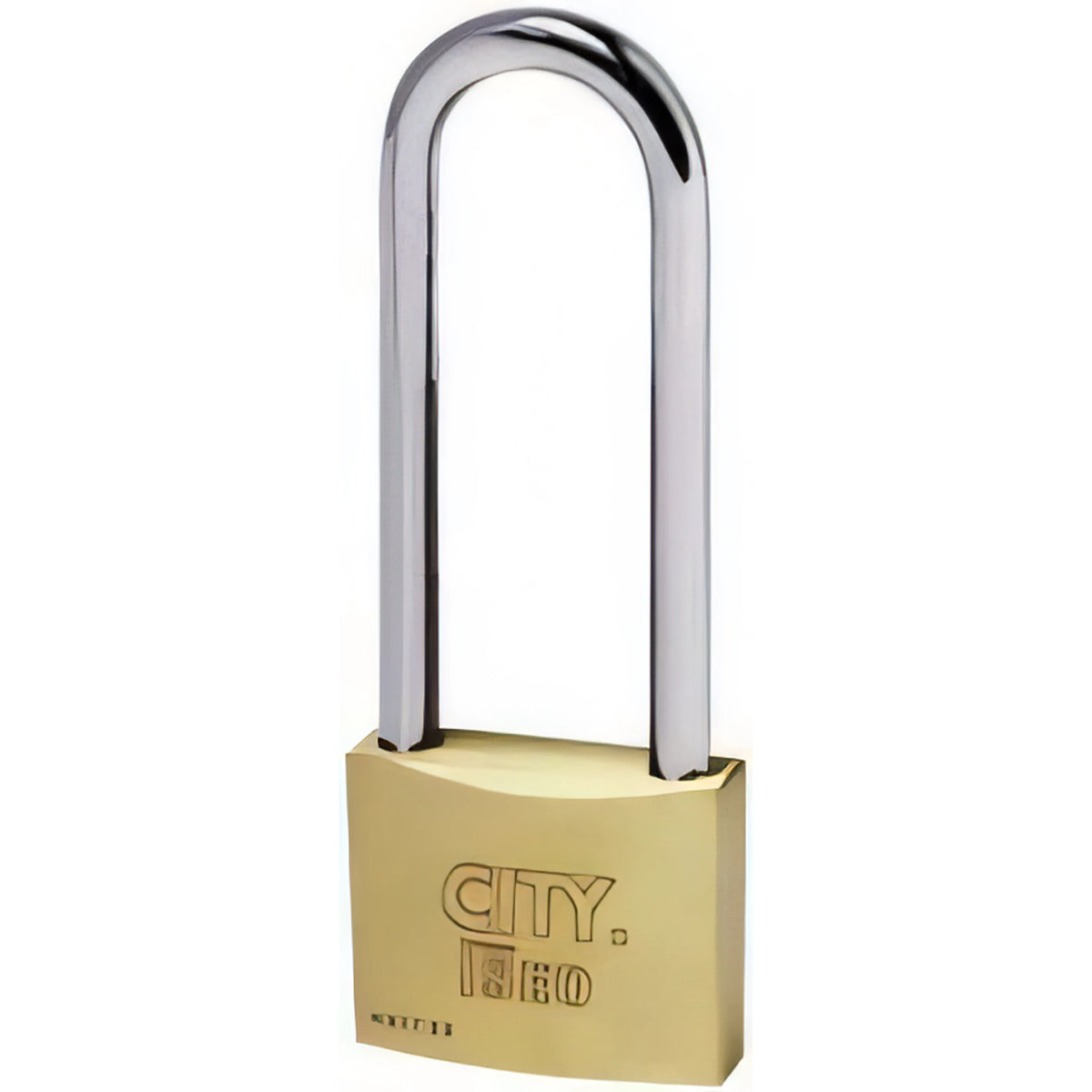 Lucchetto ad arco lungo Iseo Aditus in ottone, misura 40x47 mm