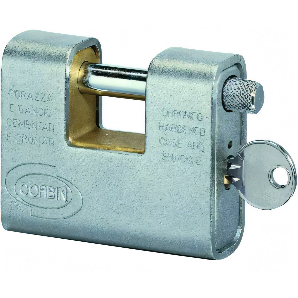 Lucchetto antiscasso corazzato Corbin 21190 per serrande, mm 91