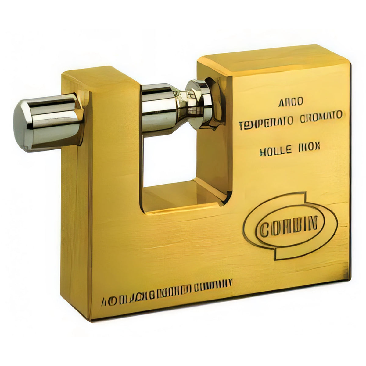 Lucchetto rettangolare Corbin in ottone satinato, misura 70 mm