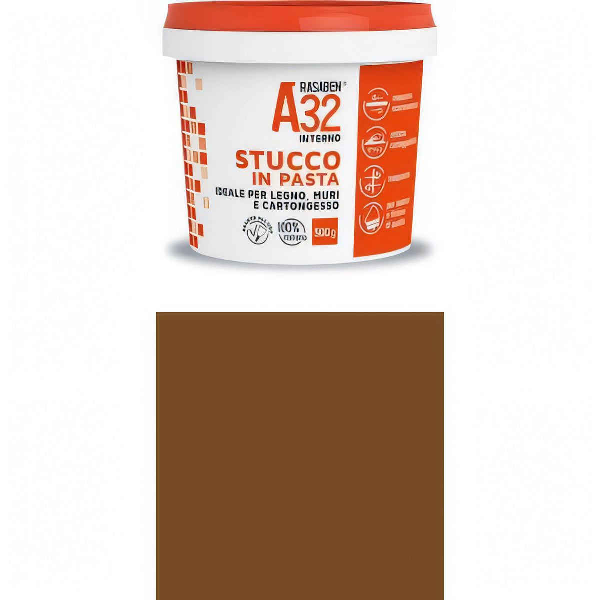 Stucco in pasta per legno K2 Rasaben A32, colore mogano, 500 g