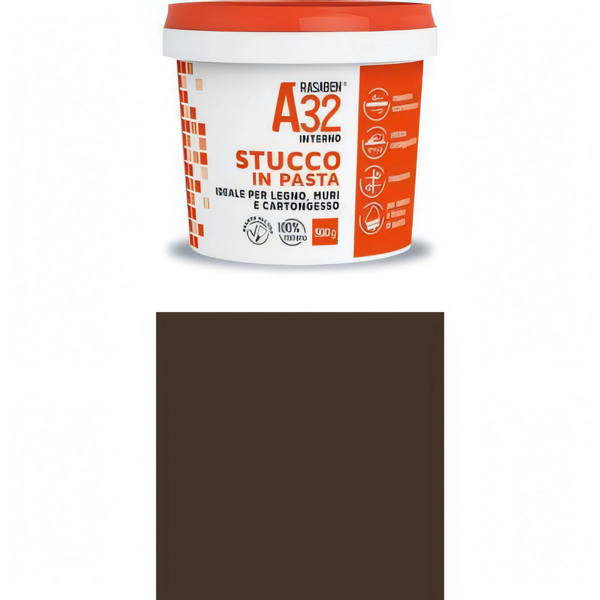 Stucco in pasta per legno K2 Rasaben A32, colore wengè, 500 g