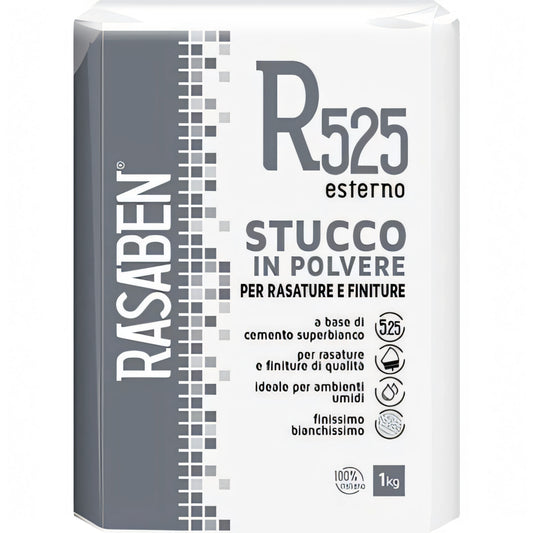 Stucco rasante bianco K2 Rasaben R525 per esterno e interno, confezione da 1 kg