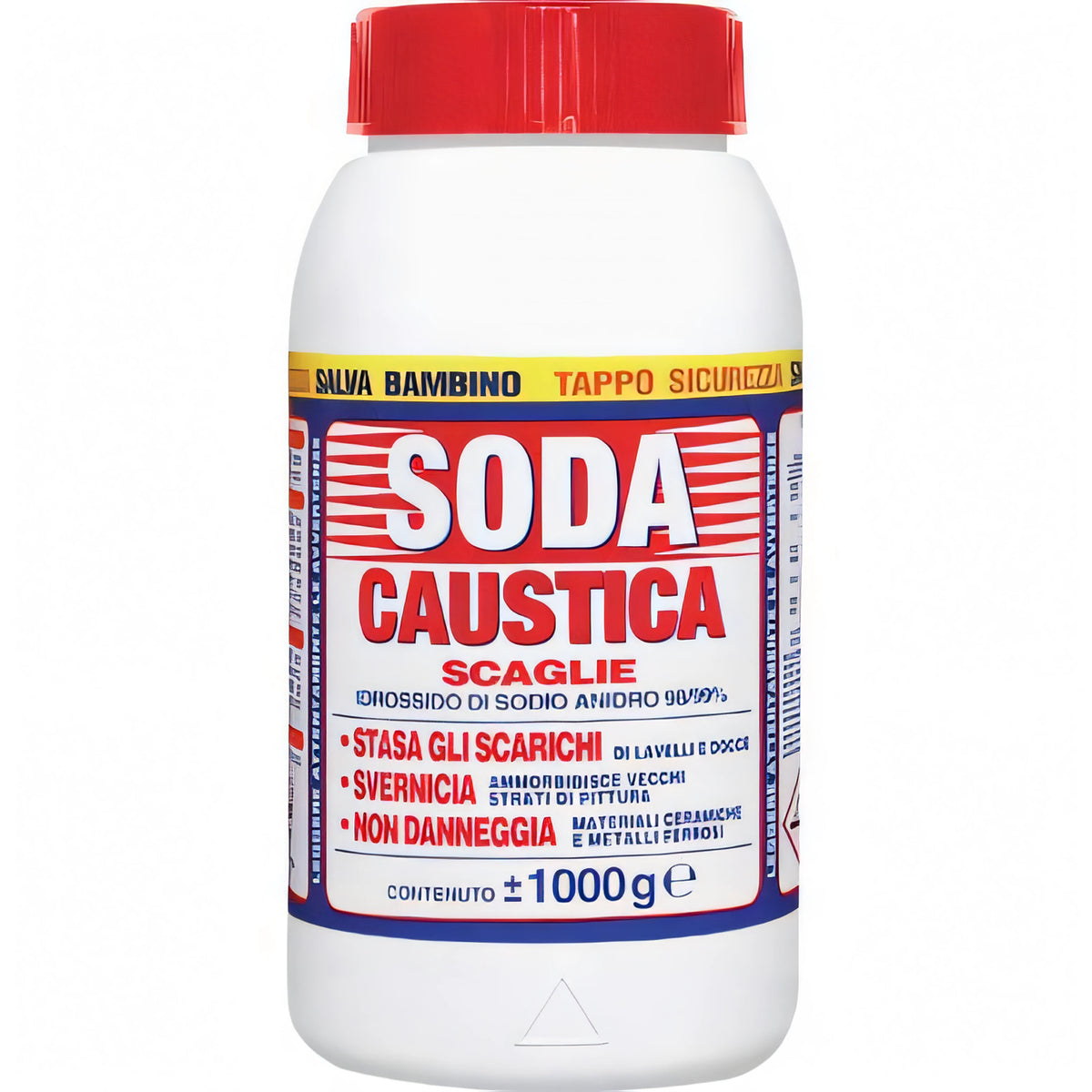 Soda caustica in scaglie, barattolo da 1 kg