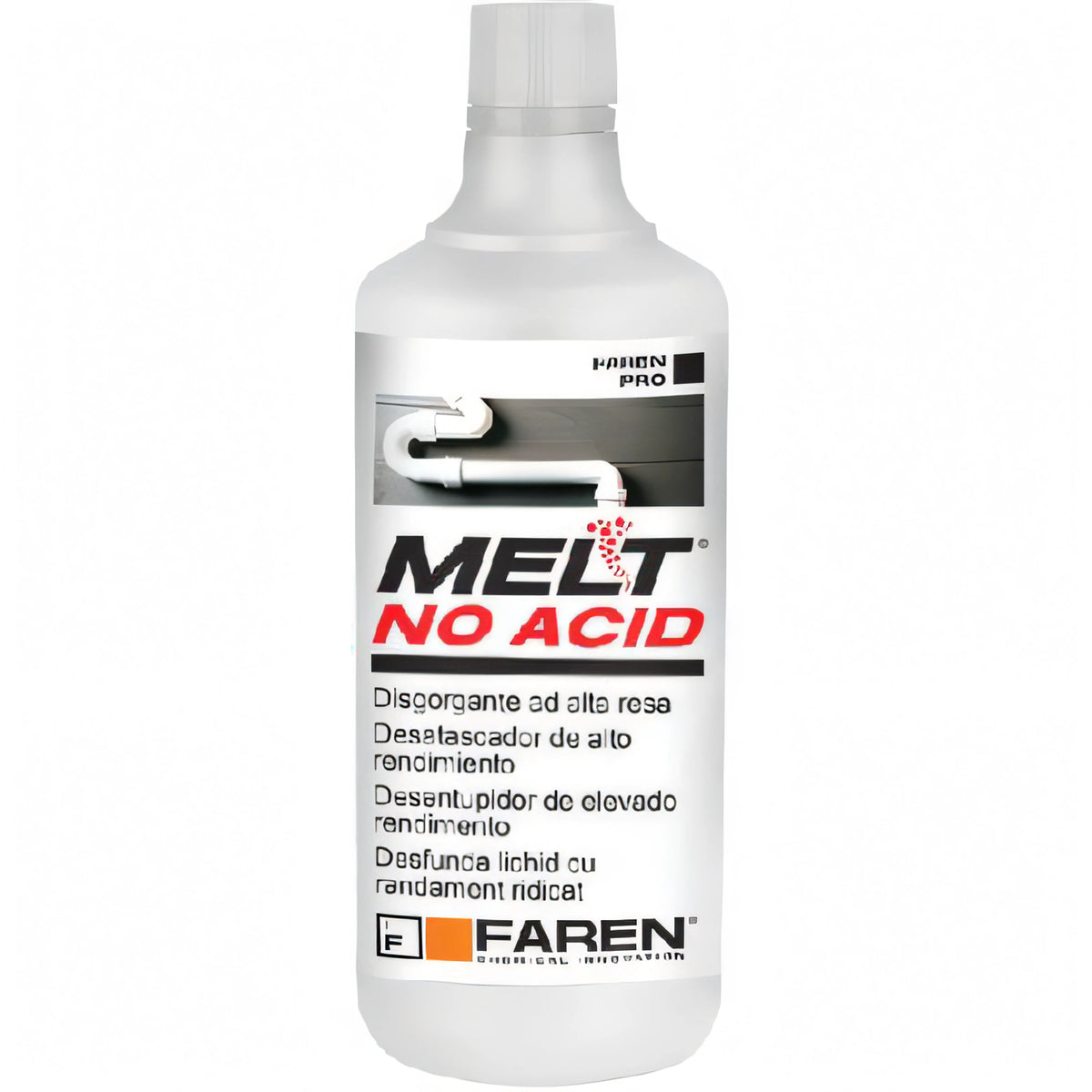 Flacone di disgorgante liquido Melt No Acid Faren da 1 litro