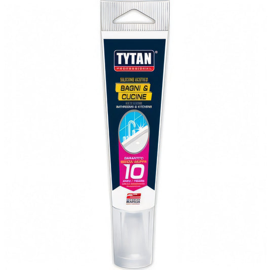 Tubetto silicone acetico Tytan trasparente per bagni e cucine, 60 ml