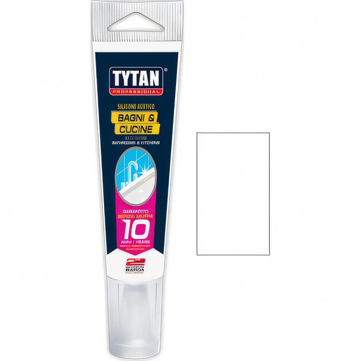 Tubetto silicone acetico Tytan bianco per bagni e cucine, 60 ml