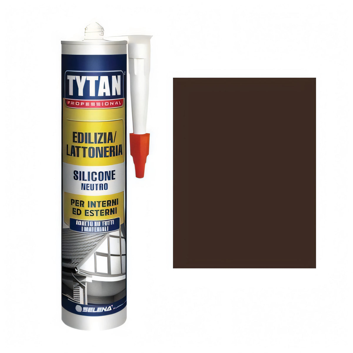 Cartuccia di silicone neutro Tytan, testa di moro RAL 8017, 300 ml