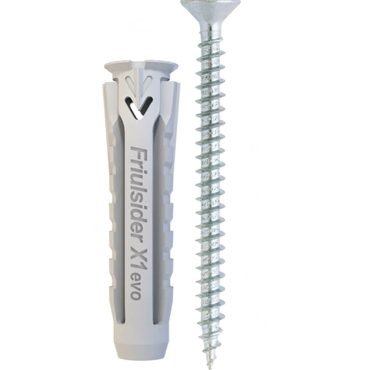 Tassello Friulsider X1 evo con vite TPS zincata bianca Ø6x30 mm