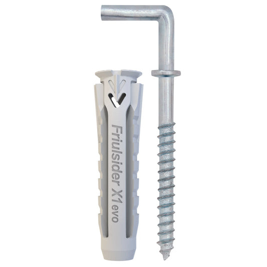 Tassello Friulsider X1 evo con gancio medio zincato bianco Ø6x30 mm